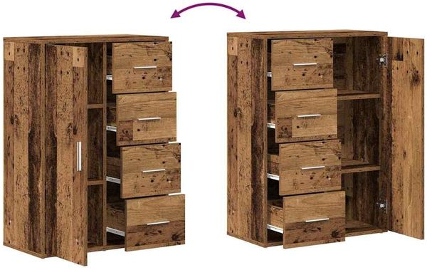 vidaXL Sideboard mit Schubladen Altholz 60 x 31 x 84 cm Holzwerkstoff 862264 Bild 6