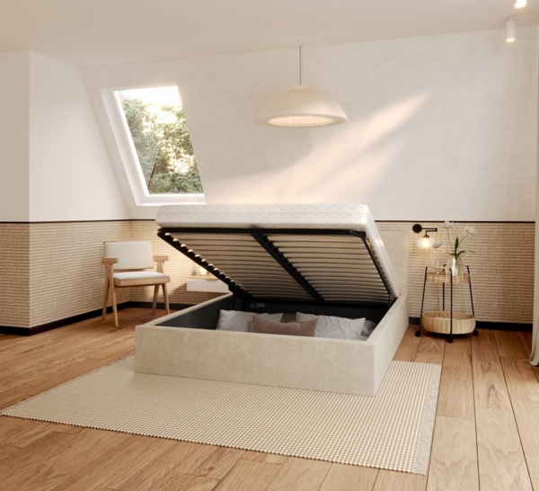 thematys Polsterbett Bett Stauraumbett 90x200, 120x200, 140x200, 160x200, 180x200cm (MADE IN EU - mit hochwertigem fein gewebter Stoff für einen zeitlosen Look, Bettrahmen, Bett, Optional mit Matratze bestellbar, mit großen gepolsterten Kopfteil, mit B...