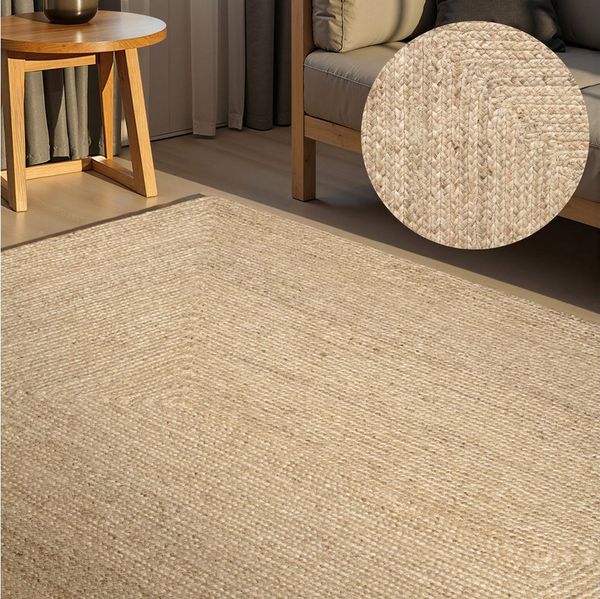 HANSE Home Teppich Juteteppich Teppich Juno, rechteckig, Höhe: 9 mm, Jute, Shape, Handgemacht, Wohnzimmerteppich, Naturteppich, Wohnzimmer
