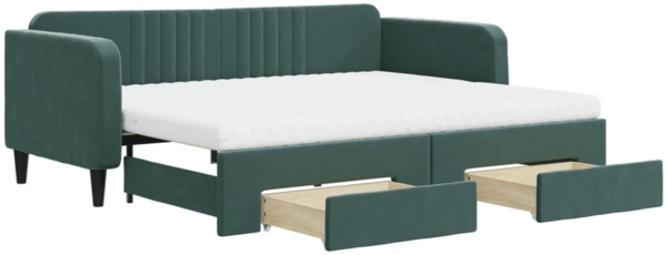 vidaXL Tagesbett Ausziehbar mit Schubladen Dunkelgrün 90x200 cm Samt 3197137