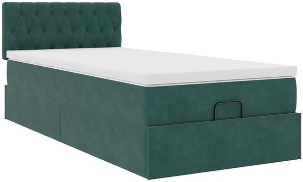 vidaXL Ottoman-Bett mit Matratze & LEDs Dunkelgrün 90x190 cm Samt 3312665 Bild 5