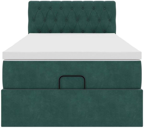vidaXL Ottoman-Bett mit Matratze & LEDs Dunkelgrün 90x190 cm Samt 3312665 Bild 6