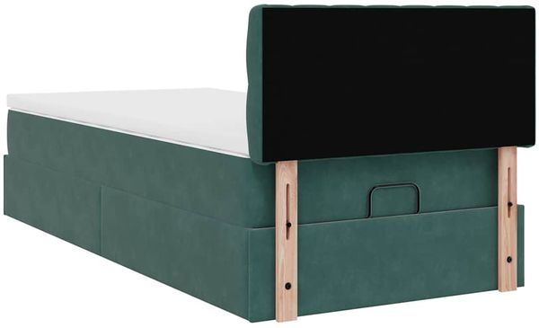 vidaXL Ottoman-Bett mit Matratze & LEDs Dunkelgrün 90x190 cm Samt 3312665 Bild 10