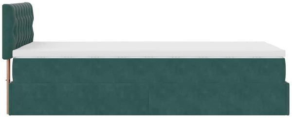 vidaXL Ottoman-Bett mit Matratze & LEDs Dunkelgrün 90x190 cm Samt 3312665 Bild 9