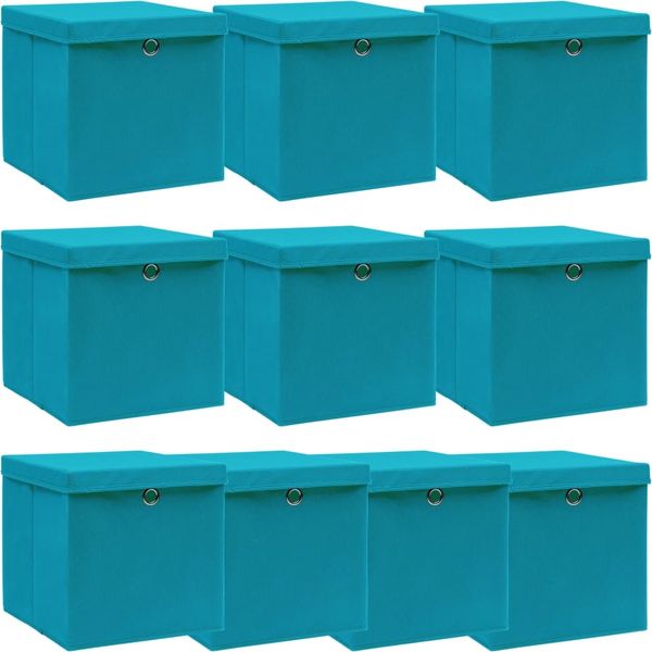 vidaXL Aufbewahrungsboxen mit Deckeln 10Stk. Babyblau 32x32x32cm Stoff 288376