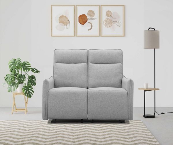 Dorel Home 2-Sitzer Lugo, Kinosofa mit Reclinerfunktion in Kunstleder und Webstoff, mit manueller Relaxfunktion in beiden Sitzen