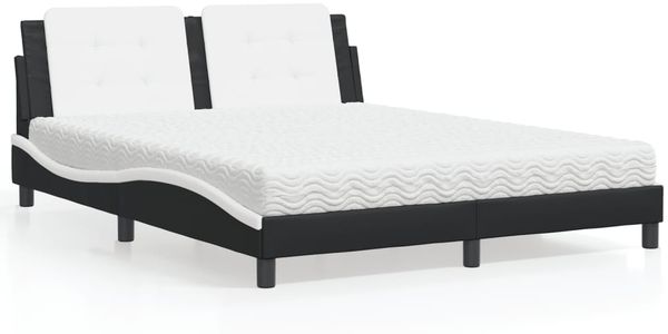 vidaXL Bett mit Matratze "Zadar" Schwarz und Weiß 160x200 cm Kunstleder 3208878