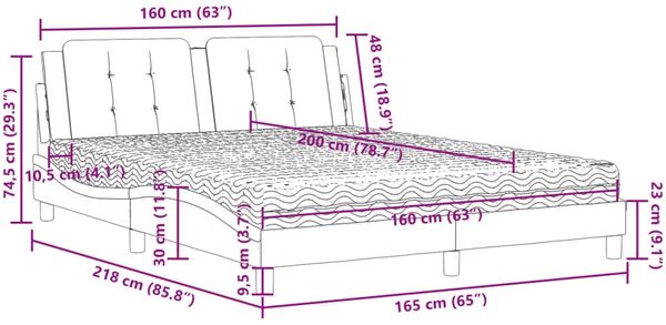 vidaXL Bett mit Matratze "Zadar" Schwarz und Weiß 160x200 cm Kunstleder 3208878 Bild 12