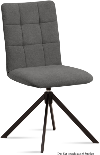 Esszimmerstuhl drehbar (6er-Set) Debora 47x91x60 Schwarz/Grau