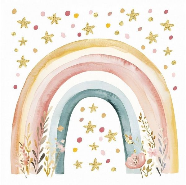 nikima Wandtattoo 253 Wandtattoo Regenbogen Boho mit Sternen Kinderzimmer Wanddeko (PVC-Folie), in 4 vers. Größen