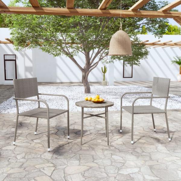 vidaXL 3-tlg. Garten-Essgruppe Poly Rattan Grau 3098034