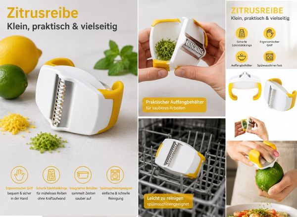 3 Stück Chef'n Palm Zester Zitronenabschaber Lemon Zitronenreibe Gelb 27503