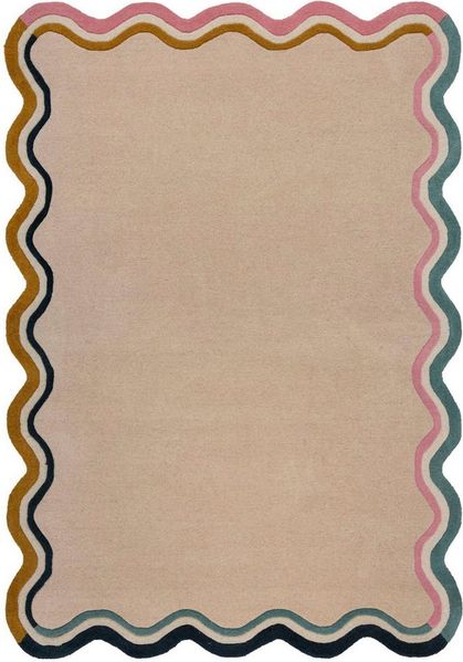 FLAIR RUGS Wollteppich Leo Scallop, rechteckig, Höhe: 25 mm, Woll Border Teppich