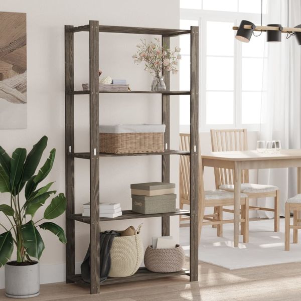 vidaXL Lagerregal mit 5 Böden Grau 80x38x170 cm Massivholz Kiefer 373385
