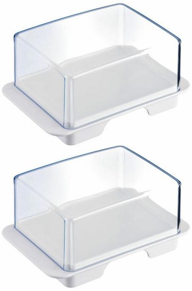 WESTMARK Butterdose 2 Stk, Kunststoff, Exclusiv, Weiß/Transparent, Kühlschrank-Butterdose, PP, SAN