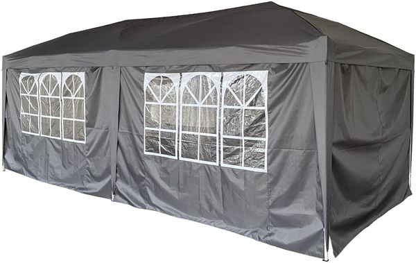 Pavillon RIGA 6x3m Schwarz Kunststoff | Gartenpavillon Partyzelt Gartenlaube für Garten/Terrassen