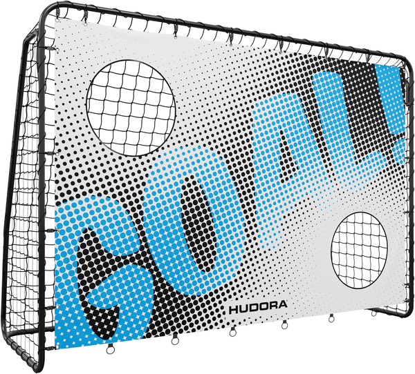 Hudora 'Trainer' Fußballtor mit Torwand, Motiv 'Goal', Stahl schwarz, 213 x 152 x 76 cm