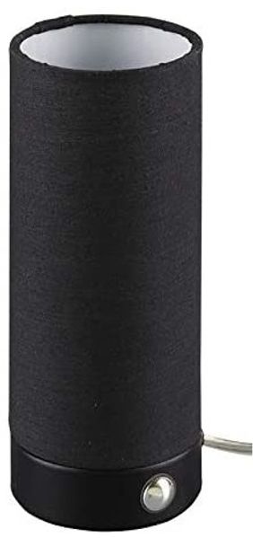 LED Tischleuchte EMIR Zylinder Stoffschirm Schwarz, Touch Dimmer Ø 8cm H. 20cm