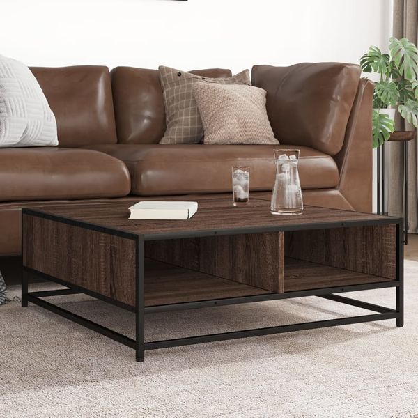 vidaXL Couchtisch Braun Eichen-Optik 80x80x30 cm Holzwerkstoff Metall 848773