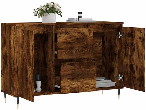 Sideboard, Kommode Räuchereiche 101,5x35x70 cm Holzwerkstoff j2292p Bild 4