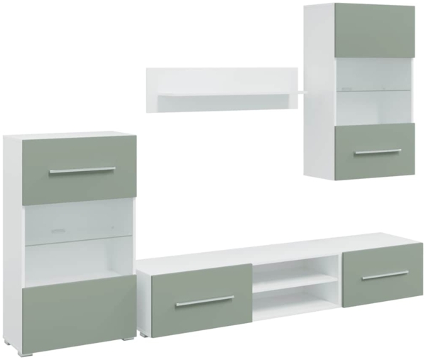 vidaXL 5-tlg. Wohnwand mit LED-Beleuchtung Olivgrün Holzwerkstoff 3324232