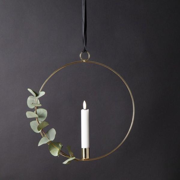 MARELIDA Hängeleuchte Dekoring mit LED Kerze Flamme mit Aufhänger 28,5cm Timer Batterie, LED Classic, warmweiß (2100K bis 3000K)