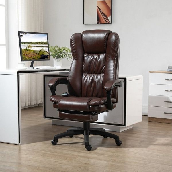 Vinsetto Schreibtischstuhl Massage-Bürostuhl mit 6 Vibrationsköpfen, Fußstütze