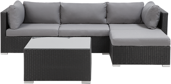 Lounge Set SANO PE Rattan Schwarz Linksseitig