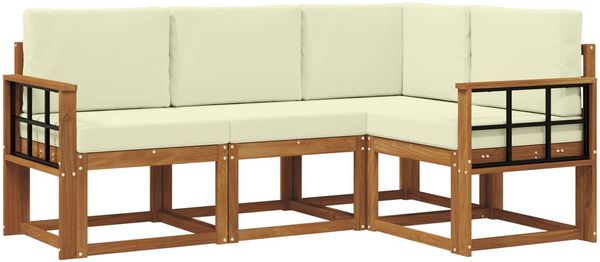 vidaXL Outdoor-Sofagarnitur mit Kissen 4 pcs Natur und Creme 3366333 Bild 2
