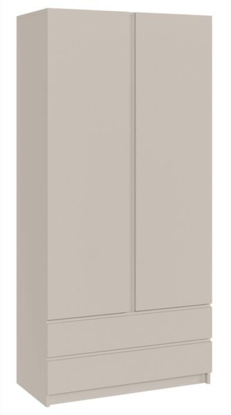 Selsey Schrank Kaschmir Moderner 2-Türen Kleiderschrank Kinderzimmer 100 cm Breit Push-to-Open Inkl. Kleiderstange, 6 Regale, 2 Schubladen Kinderspielzimmer Schlafzimmer Garderobe Möbel