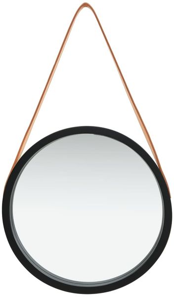 Wandspiegel, Badspiegel mit Gürtel 40 cm Schwarz de6960