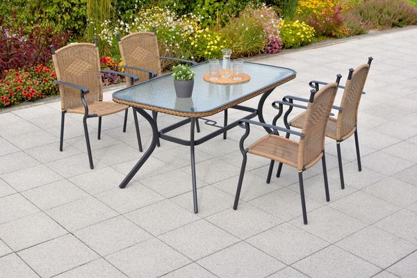 Roma Gartenmöbel Set 5tlg, 150 x 85 cm, natur