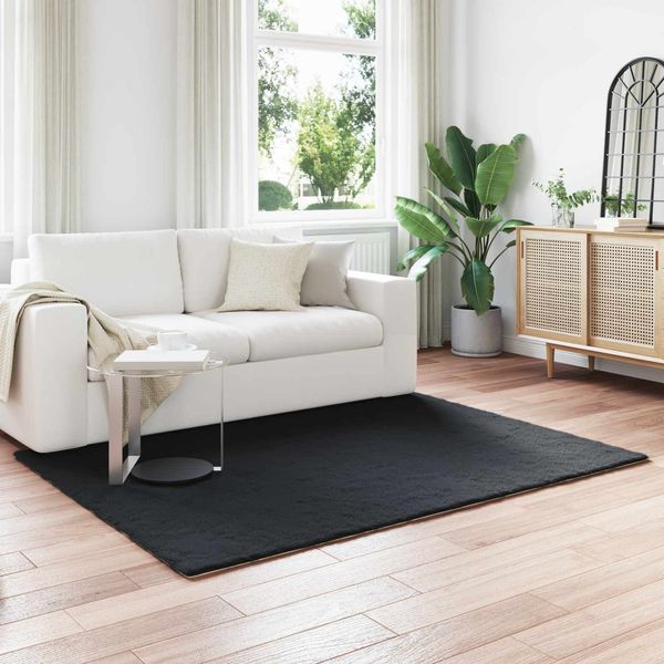 vidaXL Rutschfester Teppich aus Kunstkaninchenfell OLITE Schwarz 42021724