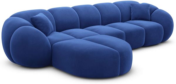 Samtstoff Ecksofa Valderosa L Form - Samtstoff - dunkelblau - Links
