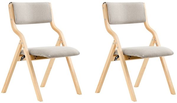 SoBuy FST40-HGX2 2 Klappstühle, Massivholz, Lackiert, Hellgrau, 48 x 80 x 42 cm