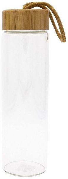 Steuber Trinkflasche, Glas Trinkflasche, doppelwandige Glasflasche mit Bambusdeckel, 630 ml