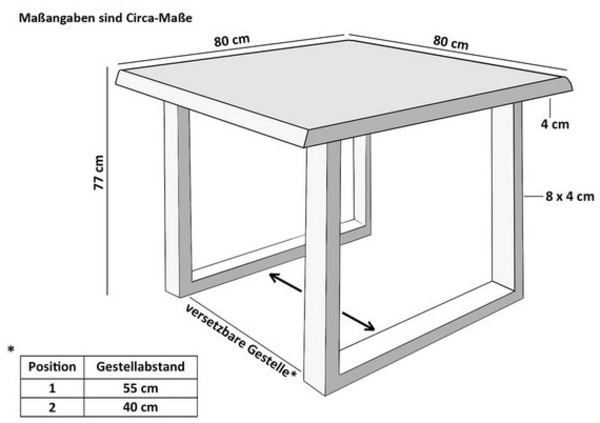 SAM® Esstisch Thoran, Holz-Optik Grau, U-Metallgestell, Baumkante Bild 4