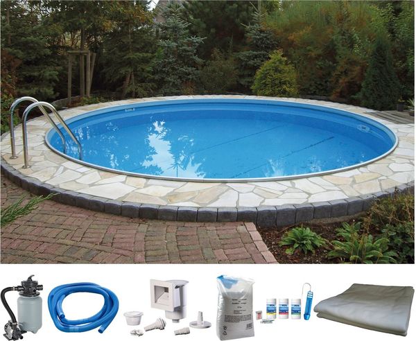 my POOL BWT Rundpool PREMIUM inkl. umfangreichem Zubehör (Komplett-Set, 7-tlg), Höhe 120 cm, in verschiedenen Größen erhältlich