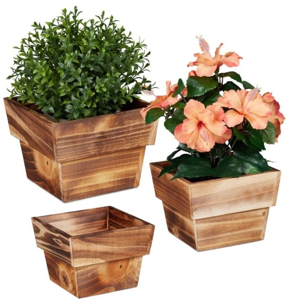 Blumentopf Holz 3er Set