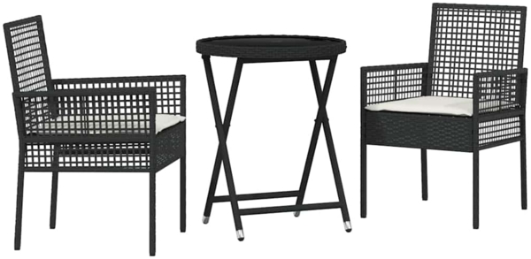 vidaXL Garten Bistro Set 3 pcs Schwarz Poly Rattan 3334962
