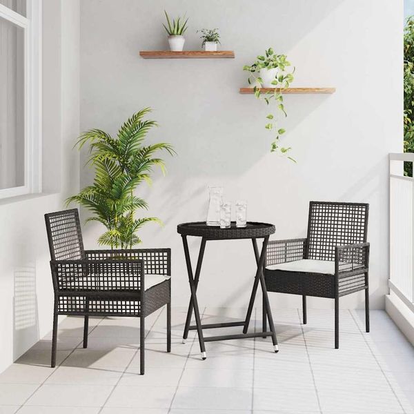 vidaXL Garten Bistro Set 3 pcs Schwarz Poly-Rattan 3334962