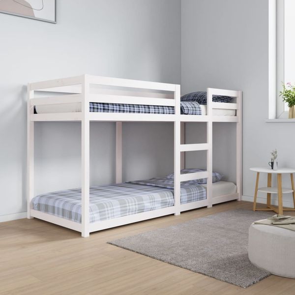 vidaXL Etagenbett, Massivholz Kiefer weiß, 75x190 cm