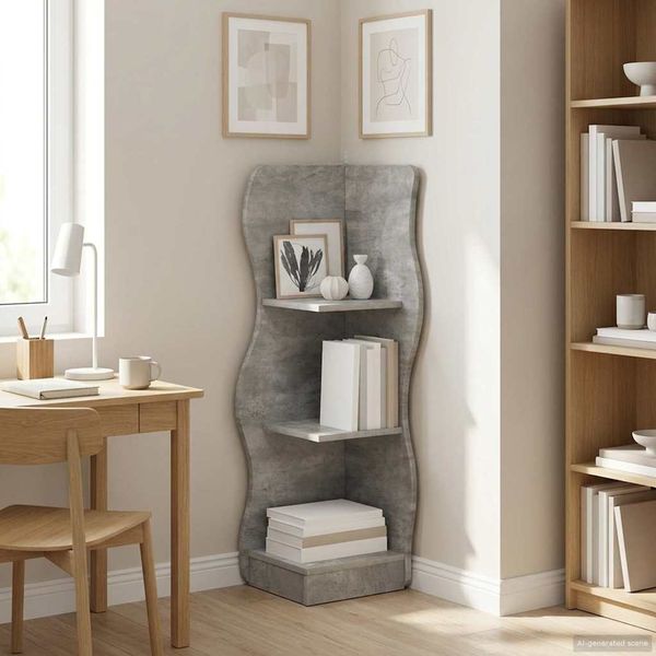 vidaXL Eckregal mit Regal Betongrau 34 x 33 x 102 cm Holzwerkstoff 899939