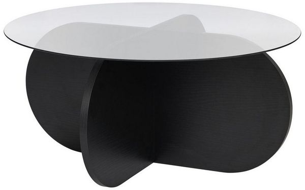 Stylish Coffee Table, 75 x 35 x 75 cm | 100% Tempered Glass & Melamine Coated Particle Board | Black & Fume Finish | Modern Design for Living Room & Office