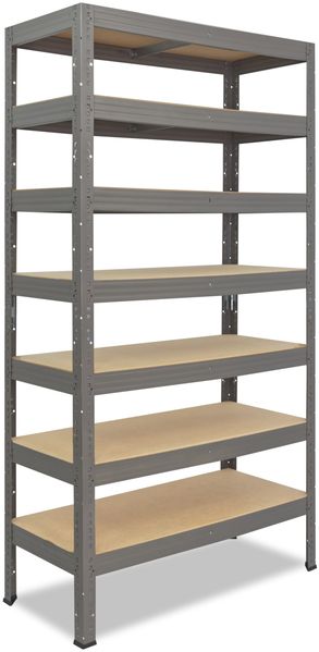 shelfplaza PRO 180x90x60 cm Schwerlastregal in grau mit 7 Böden und 142 kg Traglast pro Boden