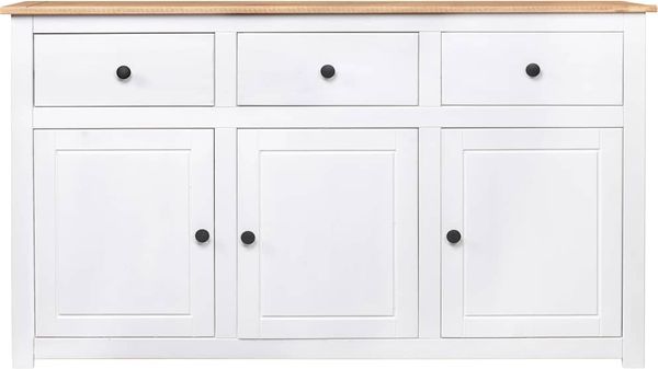 Sideboard, Kommode Weiß 135x40x80 cm Kiefernholz Panama j3159p