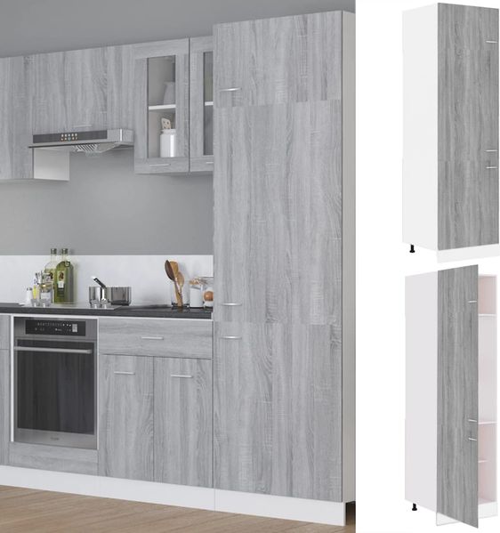 vidaXL Kühlumbauschrank Lyon Grau Sonoma 60x57x207 cm Holzwerkstoff 815601