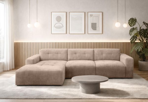 AX LIVING Couch in L Form Corlu Ecksofa Braun für Wohnzimmer 310 cm L