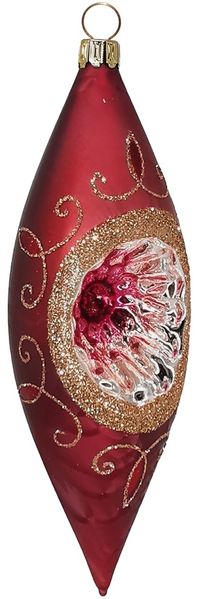Reflex Olive 15cm, Marsala Eis, Spitzenbordüre - Schatzhauser Weihnachtsschmuck