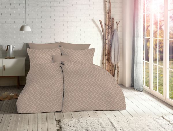 Fleuresse Jacquard Bettwäsche uni 135x200 Muscheln taupe sand 454614-9042